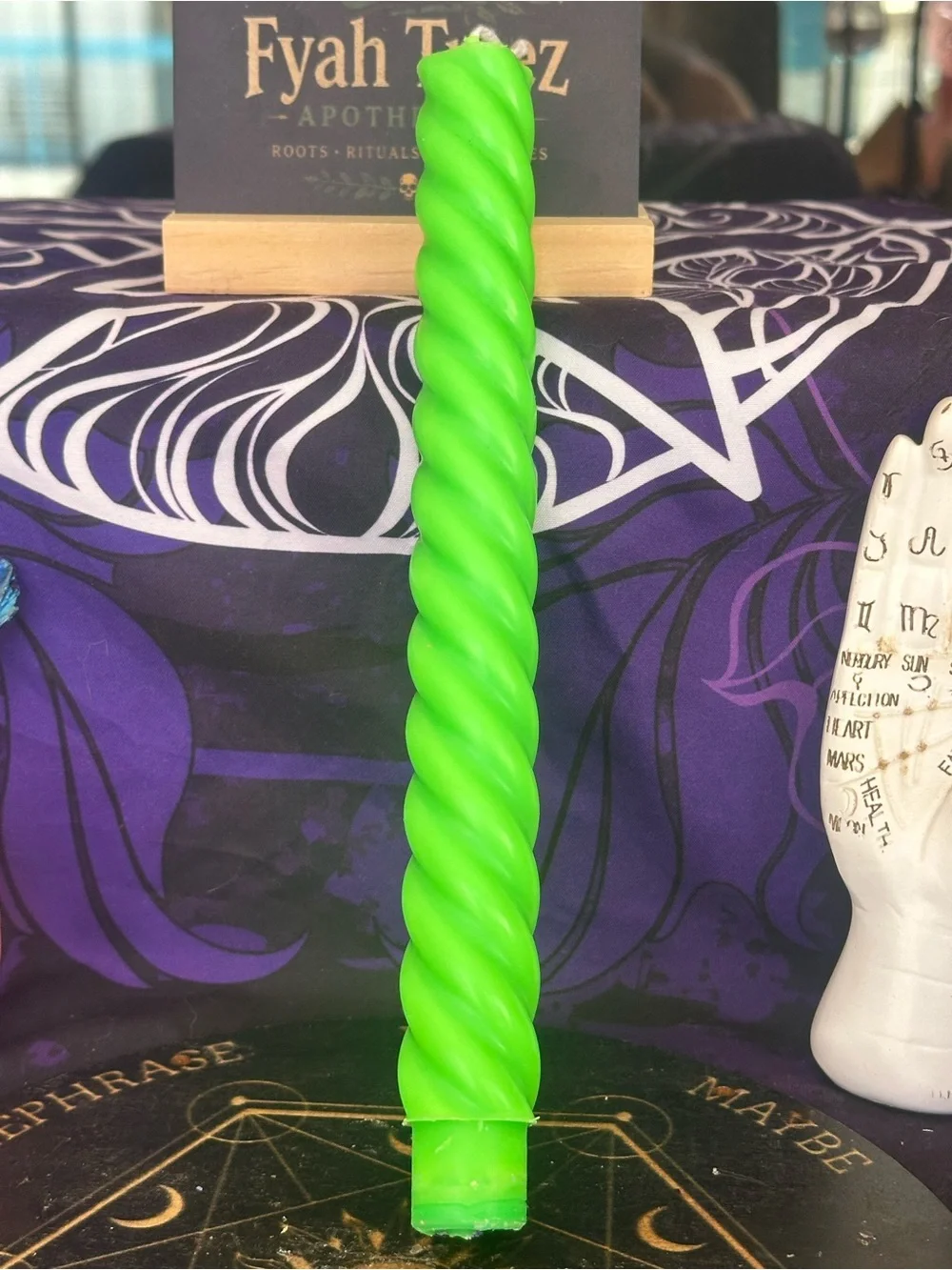 Bright Green Spiral Taper Candle
